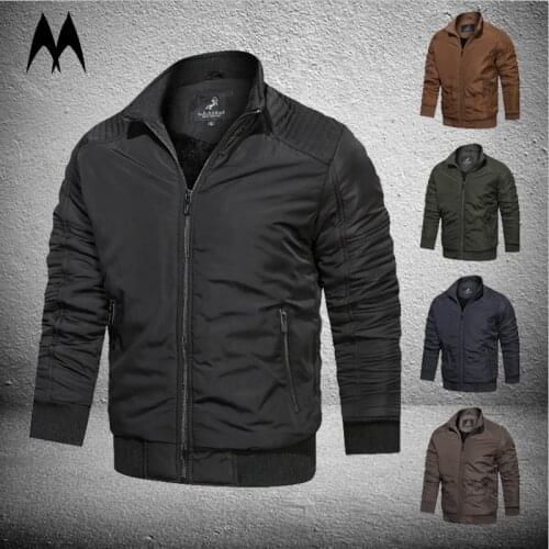 Autumn Men Bomber Jackets Casual Outwear 2021 Winter Windproof Stand Collar Jacket Mens Thicken Slim Coats Plus Size M-6XL