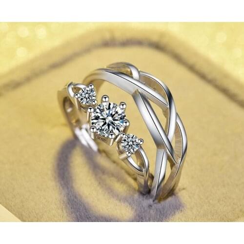 S925 silver couple ring new authentic Korean Korean ring love interweaving couple ring pair ring opening personality ring Yes