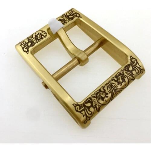 DIY leather craft tri-glide solid brass carved pattern pin buckle 4.0cm inner width