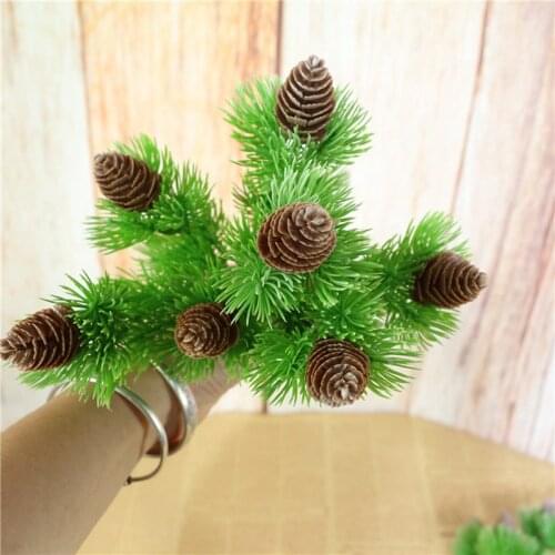 Christmas Fake Plants Plastic Flower Outdoor Artificial Pine Decor 7 Branches