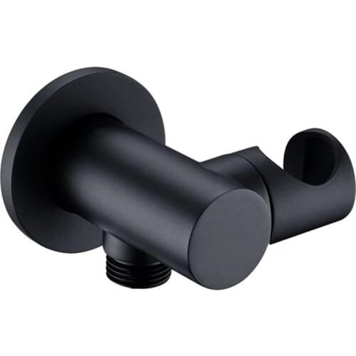 Matt Black Handheld Shower Spray Head Holder Solid Brass Bracket Wall Mounted Hand Sprayer Connector Accessories G1/2"
