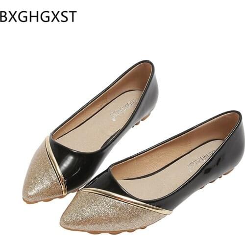 Flats Shoes Women Patent Leather Loafers Slip on Shoes for Women 2021 Black Pointed Toe Women Casual Boat Shoes Chaussure Femme