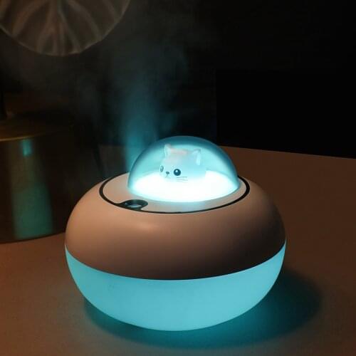 300ml Cute Cat USB Air Humidifier Fo Car Home Ultrasonic Car Mist Maker with Colorful Night Lamps Mini Car Office Air Purifier