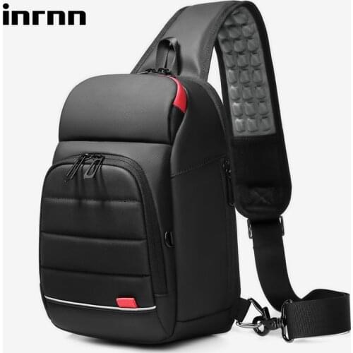 Inrnn Waterproof Men Shoulder Bag Casual Business Chest Bags Male High Quality USB Sling Messenger Bag Short Trip Crossbody Bag