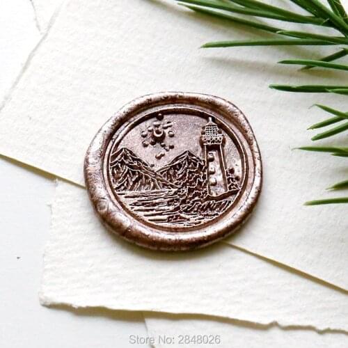 Mountains and Lighthouse Wax Seal Stamp,wedding gift,plant wood wax stamp,party seal,party decor