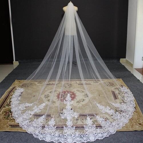High Quality Cathedral Lace Wedding Veil White Ivory 3M Bridal Veil with Comb Long Veil for Bride Wedding Accessories