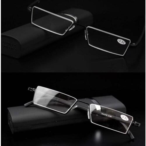 High-end business male and female reading glasses half frame stainless stell plus TR90 material to send glasses case