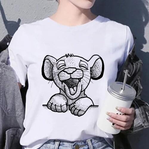 Harajuku womens Tshirts Fashion Simba Lion King Print Casual T-Shirt Summer Short Sleeve O-neck Unisex T Shirts Dropship
