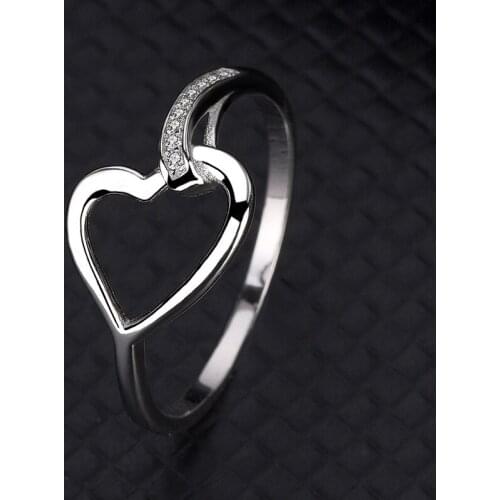 Europe And The United States Hot Models S925 Sterling Silver Ring Jewelry Female Temperament Simple Fashion Heart-shaped Love