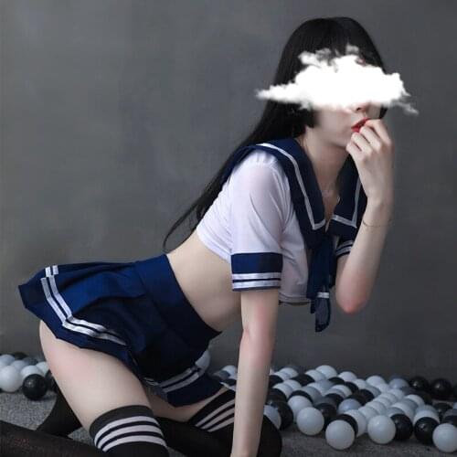 Women Sexy Cosplay Lingerie Student Uniform School Girl Ladies Erotic Costume Dress Women Lace Miniskirt Outfit Short Top