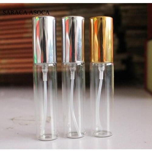10ml Glass Perfume Bottles Sliver Gold cap Transparent Spray Bottle Spray Atomizer Bottle