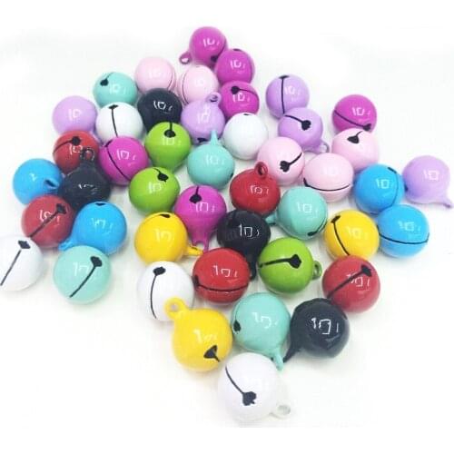10pcs 14mm Mixed Colors Round Jingle Bell Charm Festival Christmas Decor Jewelry Craft Pendants