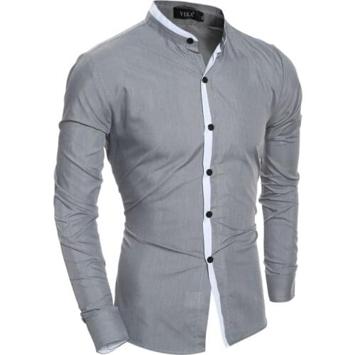 2018 Fashion Mens Autumn Winter Long Sleeves Casual Shirt Slim Fit Formal Dress Shirts Front Buttons Stylish Tops XXL