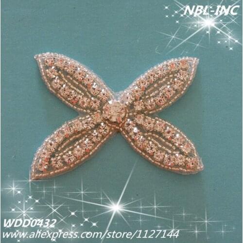 30 PIECES ) Handmade beaded sewing silver rhinestone appliques patch for dresses hair accessory DIY iron on WDD0432