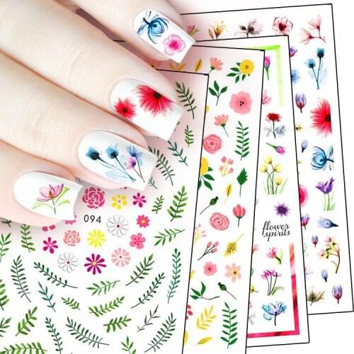3D Nail Sticker Small Fresh Flower Nail Art Decorations Stickers Nails Foil Decals Tips Adhesive Design Manicure Accessories