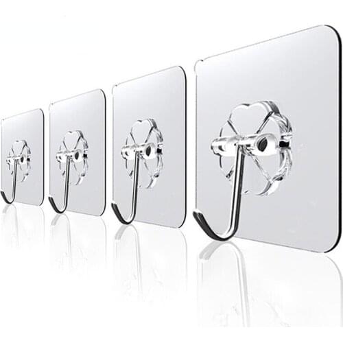 5-20pcs 6x6cm Transparent Strong Self Adhesive Door Wall Hangers Hooks Suction Heavy Load Rack Cup Sucker for Kitchen Bathroom