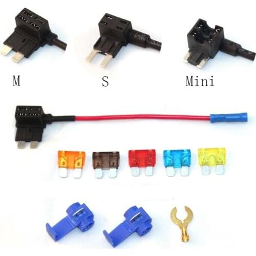 M/S/Mini size Fuse Adapter tap Dual Adapter Holder For Car Auto Truck 5/7.5/10/15/20A fuse+terminal