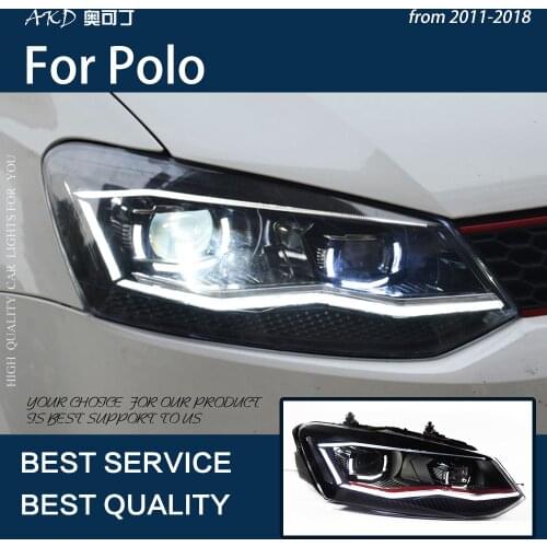 AKD Car Styling for VW Polo Headlights 2011-2018 LED Headlight LED DRL Hid Projection Lens Angel Eye Bi Xenon Beam Accessories