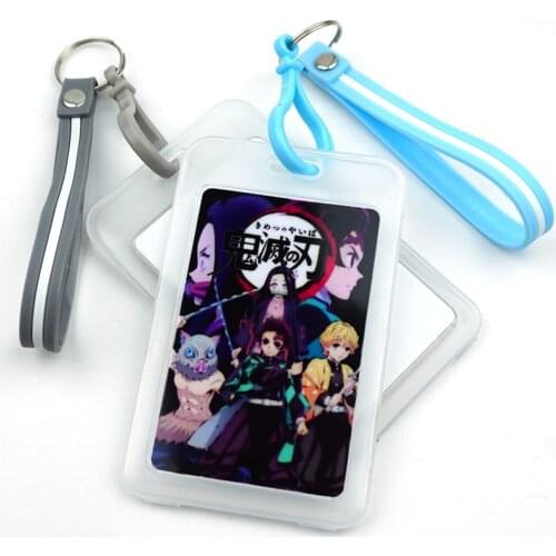 Anime Demon Slayer Card Cover with Key Chain Fashion Card Bag Bank Credit Card Holder Plastic Student ID Bus Card Sleeve Protect