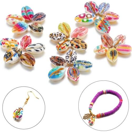 10pcs Leopard Print Cut Conch Crafts Natural Sea Shells Printing Shell Decoration For Jewelry Making Finding Accessories Supplie