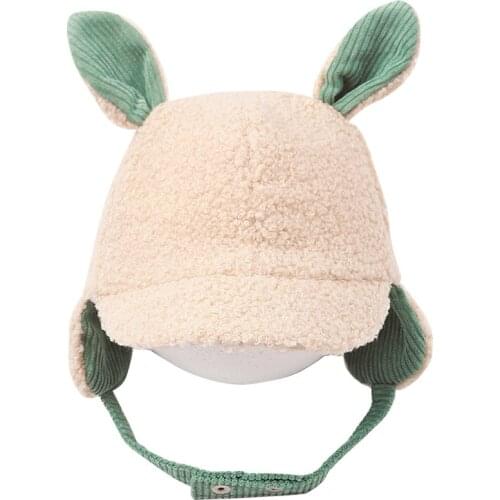 Childrens hat warm thicken cap for baby earmuffs winter wool boys and girls rabbit ears protection caps