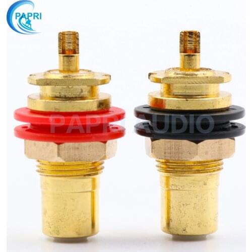 EIZZ EZ-102 24K Gold Plated Brass Female RCA Connector Jack Panel Mount DIY Video AV Receiver Audio Amplifier Accessory TV