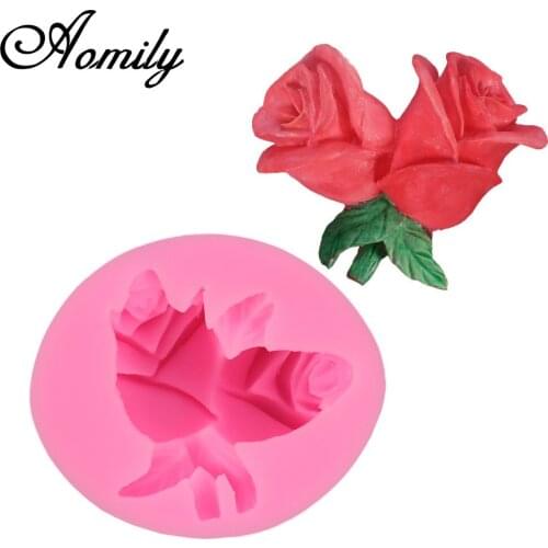 Aomily 3D Rose Flower Patten Cake Silicone Molds Fondant Cake Decorating Tools Chocolate Candy Mold Resin Clay Mould Baking Tool