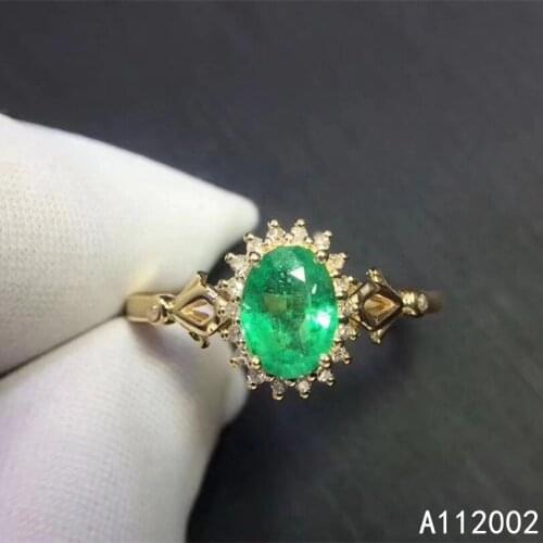 KJJEAXCMY fine jewelry natural Emerald 925 sterling silver new adjustable gemstone women ring support test trendy lovely