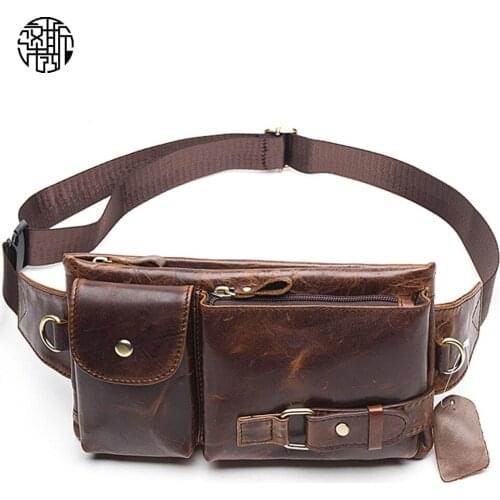 Zenos Retro Classical Leather Men Waist PackBag Sling Bag Fashion Traval Belt Male Crossbody or Chest Bag