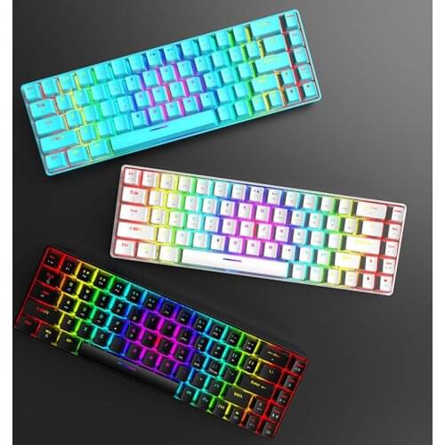 T8 RGB Keyboard 68-key RGB Backlit Mechanical Keyboard Gaming Portable Keyboard Computer Notebook MAC 60% Keyboard