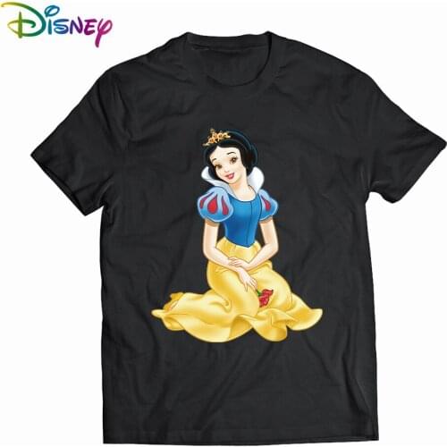 Summer 2021Disney New Cartoon Snow White Belle Princess T Shirt O-Neck Aesthetics TShirt Print Short Sleeve Streetwear Women Top