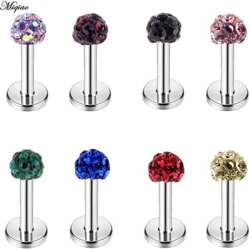 Miqiao 1pcs Stainelss Steel Ear Cartilage Tragus Helix Piercing Labret Lip Studs 16G Body Jewelry Piercing