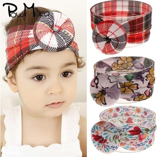 Powmuco Fashion Cartoon Pattern Print Donut Toddler Elastic Headband Vintage Plaids Nylon Hairband DIY Headwear Party Decoration