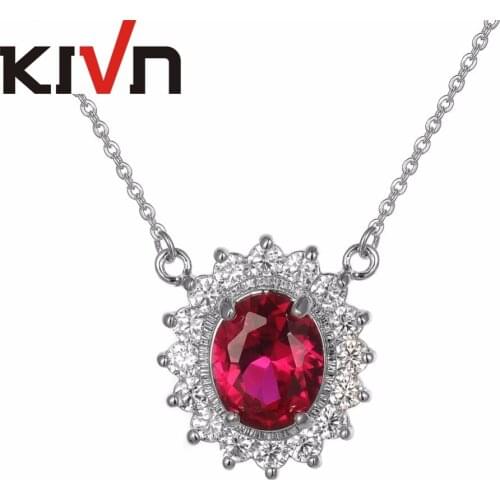 KIVN Fashion Jewelry Royal Blue CZ Cubic Zirconia Womens Girls Princess Diana Bridal Pendant Necklaces Promotion Birthday Gifts