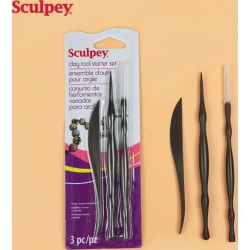3pcs SCULPEY soft clay special tools,clay figure making tools Pottery/Ceramics Tools Craft Supplies creasing pen punching needle