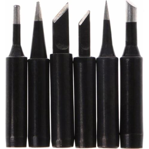 6 Pcs Black Lead-Free Solder Iron Tip 900M-T Iron Tips For Hakko Soldering Rework Station Tool Length: 40.5~42mm