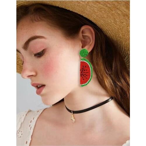 Novelty And Cute Girl Resin Beads Fruit Watermelon Shaped Orange Earrings Womens Earrings Jewelry