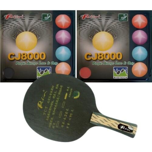Palio TCT Table Tennis Blade With 2x CJ8000 BIOTECH Rubber With Sponge H40-42 for a Ping Pong Racket FL