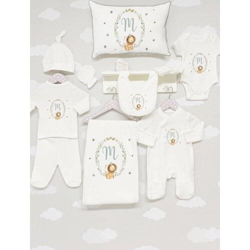 Organic 11 Piece Jacquard Hospital Output-Letter Series-Letter M