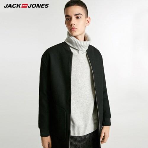 Jack Jones Autumn & Winter Baseball Collar Mid-length Woolen Coat| 218427509