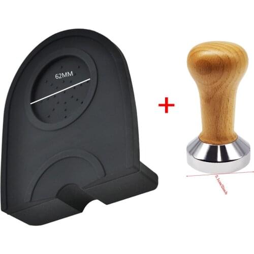 Espresso Coffee Tamper for Barista Flat Steel Base Coffee Bean Press Coffee Grind 51mm Silicone Mat