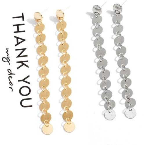 Korean fashion Geometry Long Earrings for Women New Paperclip Round Drop Earrings Piercing earings Jewelry серьги 2021 тренд