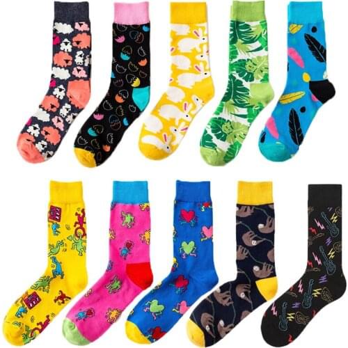 Funny Socks Women Graffiti Colors Harajuku Cute Girls Socks Solid Needles Knitting Cotton Socks Woman