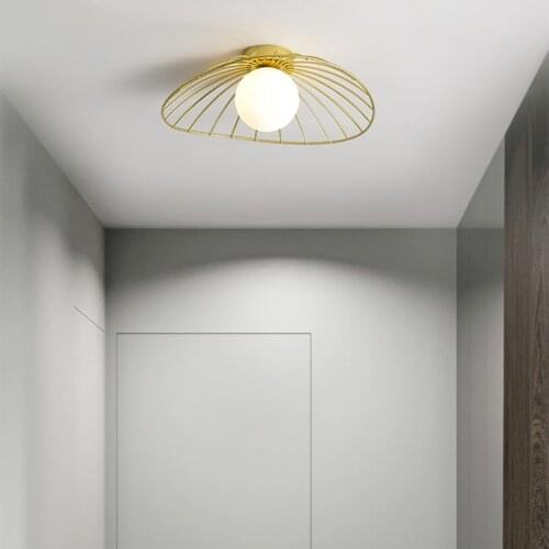 Nordic Modern Simple Straw Hat Ceiling Lamp Single Layer G9Light Source for Cloakroom Balcony Corridor Bedroom Study Dining Room
