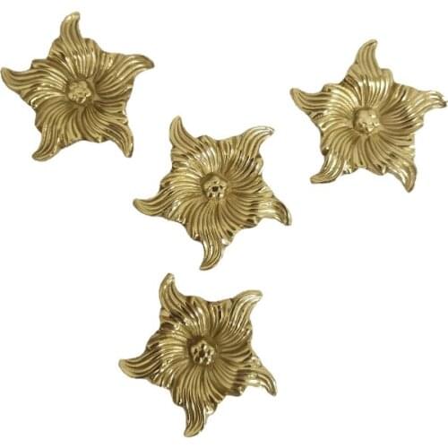 Modern Brass Flower Drawer Cabinet Door Knob Storage Box Handle Star Shaped Decoration Full Copper Bathroom Cabinet Door Pulls