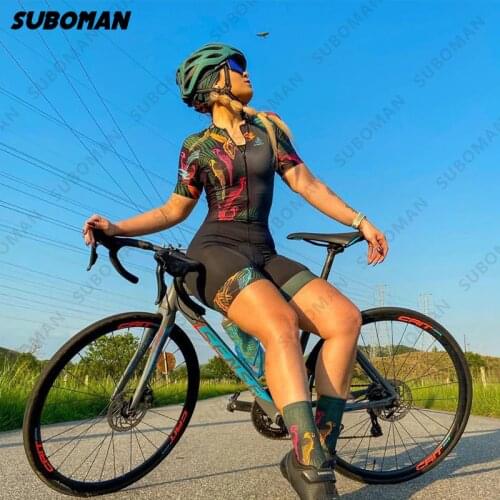 Suboman 2021 Womens team Triathlon Sportswear short sleeved Cycling Jersey Shorts Suit Bodysuit Shirt temperament Jumpsuit