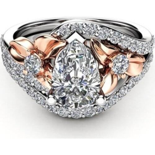 2020 Handmade Water Drop Zircon Ring Silver Color Crystal Brand Jewelry Engagement Wedding Band Rings For Women Bijou Gift