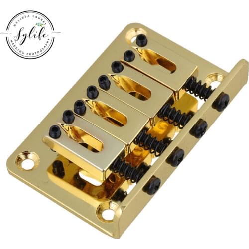 Golden 4 String Hardtail Tailpiece Bridge for Electric Ukelele Cigar Box Guitar