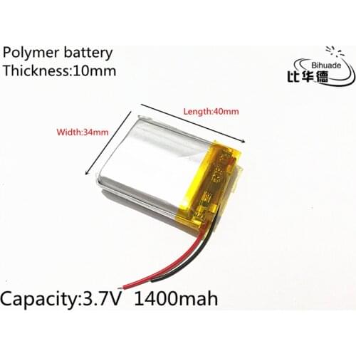 1pcs 3.7V 1400mAh 103440 Lithium Polymer Li-Po li ion Rechargeable Battery cells For Mp3 MP4 MP5 GPS PSP mobile bluetooth