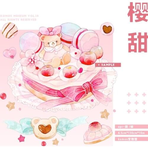 10 Meter Pink Cakes Cute Bear Desserts - Washi CRYSTAL PET Tape Roll